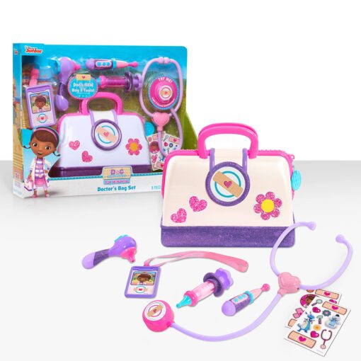 DOC MCSTUFFINS Disney Junior Toy Hospital Doctor's Bag Set, 7-piece Dress Up and Pretend Play Doctor Kit, Officially Licensed Kids Toys for Ages 3 Up Multicolor