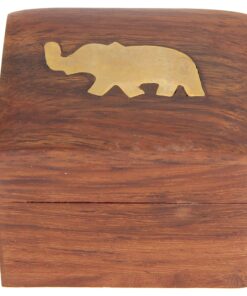 Brass Inlay Elephant Wooden Jewelry Box |Decorative Keepsake Box with Lid for Home Decor |Jewelry Holder Organizer, Necklace & Ring Storage | ShalinIndia Vintage Style Trinket Chest, Ideal for Women 7 81Y8cejrXTL