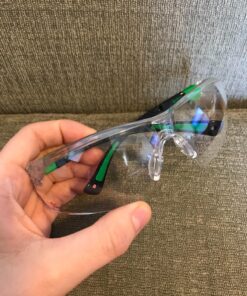 NoCry Clear Safety Glasses for Men and Women; Lightweight Work Glasses with Adjustable Frames and No-Slip Grips; Scratch Resistant Anti Fog Safety Glasses with Superior UV Protection, ANSI Z87.1 Rated Black & Green 1 40 81Y9a66h9L