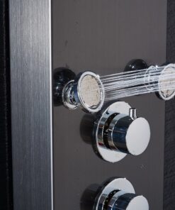 ELLO&ALLO LED Shower Panel Tower System, Hydroelectricity Display Rain Massage with Jets, Brushed Black Brushed Black A 21 81YBFYgCOcL 1