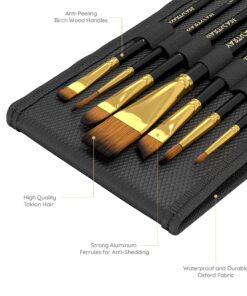 MyArtscape Pocket Paint Brush Set - 7 Artists' Paintbrushes for Watercolor, Acrylic and Oil Painting - Set 1 - Quality Art Supplies Pocket Paint Brushes 001 13 81YBb9tqUL