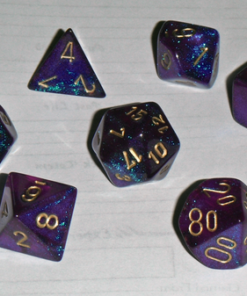 Chessex Dice Polyhedral 7-Die Borealis Set - Royal Purple with Gold Numbers CHX-27467 39 81YDo93s1wL