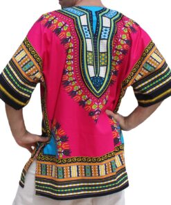 Alternative view of RaanPahMuang Unisex African Bright Dashiki Cotton Shirt Variety Colors X-Small Deep Pink