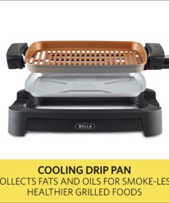 Alternative view of BELLA Indoor Smokeless Grill, 12 x 16 Inch Copper Titanium Coated Nonstick Cooking Surface, Multifunction Grill & Skillet