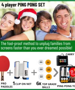 Alternative view of IntegraFun Pro Ping Pong Paddle Set with Ping Pong Net- Bracket Clamps,3-star Ping Pong Balls, Storage Case - Retractable Net and Post Set Adjustable to any Table - Indoor Outdoor Games for Family