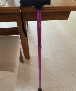 Vive Folding Cane - Foldable Walking Cane for Men, Women - Fold-up, Collapsible, Lightweight, Adjustable, Portable Hand Walking Stick - Balancing Mobility Aid - Sleek, Comfortable T Handles (Purple) Purple 43 81YLZFrQAcL