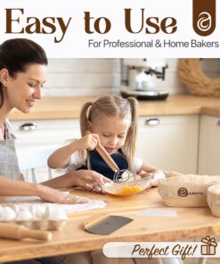 Sourdough Bread Proofing Baskets and Baking Supplies, A Complete Bread Making Kit Including Two 10" Oval Bannetons, Bread Lame, Danish Whisk, Bowl & Dough Scrapers, and Linen Liners 10" Oval (2x) 16 81YMrlxANKL