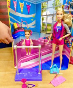 Barbie Gymnastics Playset with Barbie Coach Doll, Small Doll, Spinning Bar, Hoops, Ribbon & 5+ Accessories 13 81YPZsvi GL