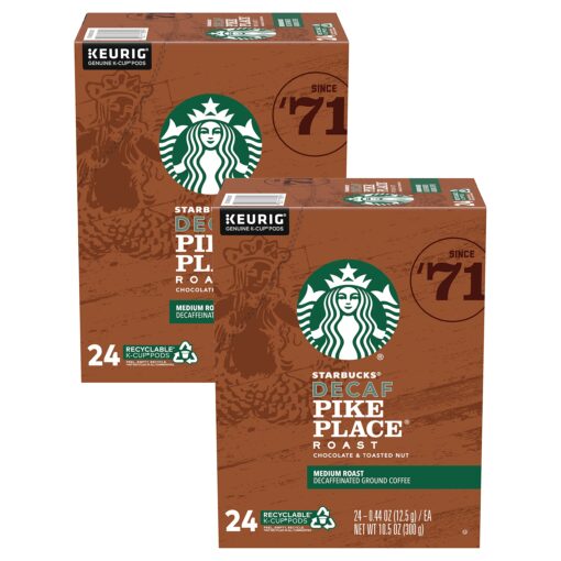 Starbucks Decaf Coffee K-Cup Pods, Pike Place, 24 CT (Pack of 2)