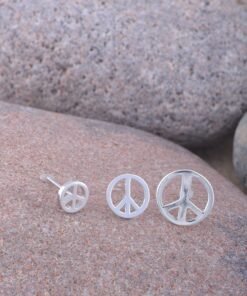 Sterling Silver Peace Sign Stud Earrings 6MM Peace 19 81YS9INjxQL
