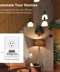 BN-LINK Digital Timer Outlet Indoor,24 Hour Light Timer Easy Programmable,Mini 2 Prong Plug in Timers for Electrical Outlets,Lamps,Fans,2 On/Off Programs,2 Pack,15A/1875W 16 81YSM9krLaL