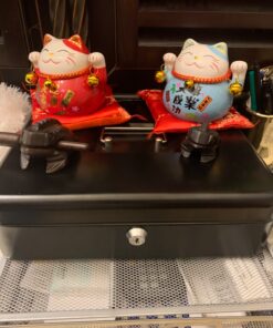 Jssmst Large Locking Cash Box with Money Tray, Lock Box with Security Cable Metal Money Box with Key Lock, Black, CB02304XL Black Key Lock 44 81YUAXAY4ML