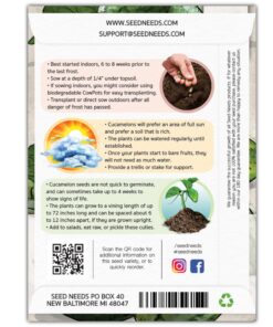 Alternative view of Seed Needs, Cucamelon Seeds - 65 Heirloom Seeds for Planting Melothria scobra - Mexican Sour Gherkin Non-GMO & Untreated, Boasts a Light Citrus Flavor, (2 Packs) 2 Packs (130 Seeds)