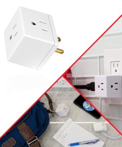 GE 3-Outlet Extender, Grounded Wall Tap, Adapter Spaced, 3-Prong, Multiple Plug, Power Splitter, Cruise Essentials, Use for Home Office School Dorm, UL Listed, White, 58368 1 Pack 3 Outlet | 3-Prong Cube 40 81YV7XsedRL