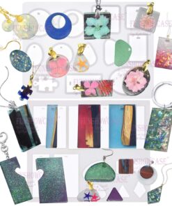 Funshowcase Cabochon Gemstone Jewelry Silicone Mold with Hole for Polymer Clay, Crafting, Epoxy, Pendant Earrings Making 2 in Set 6 81YVM8itznL