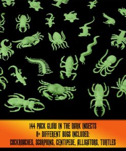 Alternative view of Glow in the Dark Insects - 144 Pieces - Party Favor and Prank Toys - Assorted Reptiles and Bugs Toys – Great for Halloween, Birthday Parties, Piñatas, Prizes and More - by Skeleteen