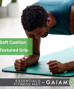 Gaiam Essentials Thick Yoga Mat Fitness & Exercise Mat with Easy-Cinch Yoga Mat Carrier Strap, 72"L x 24"W x 2/5 Inch Thick Teal 27 81YXbAA5kL