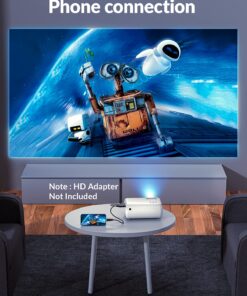 Mini Projector, CLOKOWE 2023 Upgraded Portable Projector with 9000 Lux and Full HD 1080P, Movie Projector Compatible with iOS/Android Phone/Tablet/Laptop/PC/TV Stick/Box/USB Drive/DVD/Game Console 34 81YZfNohHQL