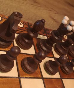 Wegiel Handmade European Ambassador Chess Set - Wooden 21 Inch Beech & Birch Board with Felt Base - Carved Hornbeam & Sycamore Wood Chess Pieces Ambassador - Brown 87 81YbTZ6zY3L