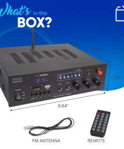 PYLE Wireless Bluetooth Karaoke Amplifier Home Car Bus Tours 300 Watts 2 Channel Digital Home Audio PA Receiver System 2 Microphone Input Control, FM Radio, USB,12 Volt Power Option Pyle PFA600BU 26 81YdEkkNNvL