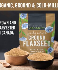 Viva Naturals Organic Ground Flaxseed - Premium Quality Plant-Based Protein and Vegan Omega 3 with Fiber, Perfect for Smoothies, Non-GMO and Gluten Free, 15 oz (425 g) 15 Ounce (Pack of 1) 26 81Ye2YQ4PtL