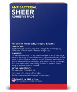 All Health Antibacterial Sheer Adhesive Pad Bandages, 3 in x 4 in, 30 ct | Helps Prevent Infection, Extra Large Comfortable Protection for First Aid and Wound Care 30 Count (Pack of 1) 33 81YfCI zFSL