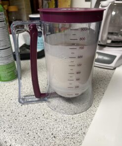 KPKitchen Pancake Batter Dispenser - Kitchen Must-Have Tool for Perfect Pancakes, Cupcake, Waffle, Muffin Mix - White Elephant Gifts - Baking Supplies for Griddle - Pancake Maker with Measuring Label 28 81YfKhGjQpL