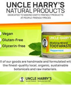 Uncle Harry's Peppermint Remineralizing Toothpaste | Natural Whitening Toothpaste Freshens Breath & Promotes Enamel | Vegan Fluoride Free Toothpaste 3 Ounce (Pack of 1) 30 81YgaBZnCPL
