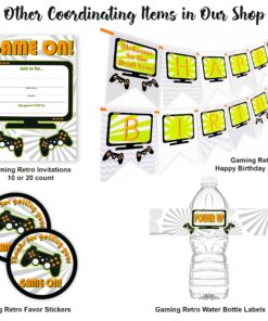POP parties Gaming Party LARGE Invitations - 10 Invitations + 10 Envelopes 7 81YhASy8oxL