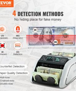 Alternative view of VEVOR Money Counter Machine, Bill Counter with UV/MG/IR/DD/DBL/HLF/CHN Counterfeit Detection, Counting/Value Count/Add/Batch Modes, USD/EUR Money Counting Machine with LCD Display for Small Business