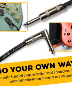 GLS Audio Instrument Cable - Amp Cord for Bass & Electric Guitar - Straight to Right Angle 1/4 Inch Instrument Cable - Black/Grey Braided Tweed, 6ft 6 Ft. Right-Angle 11 81YiYrXbxL
