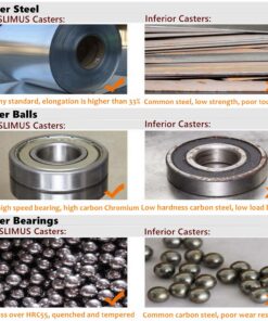 ABSLIMUS 4 inch Heavy Duty Casters Load 2400lbs, Lockable Bearing Plate Caster Wheels with Brakes, 360-degree Swivel Casters for Furniture and Workbench Cart, Set of 4 (Free Screws and a Spanner) 4 inch Red 30 81YjIjIWWcL