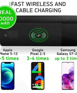 2021 updated - Qi wireless power bank fast charging - Lightning 15W Qi wireless portable charger - Premium iPhone, Android USB C power bank 10000 mah 36 81YmhximoqL