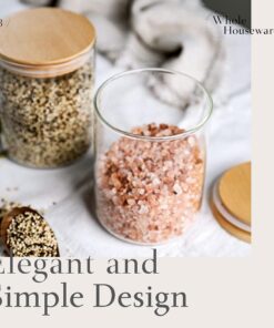 WHOLE HOUSEWARES 24 oz Clear Canister Set with Beech Wood Lids | 2 pcs Food Storage Canister for Kitchen & Pantry Organization and Storage | Ideal for Grains, Sugar, Spices & Herbs set of 2 24oz 10 81YndCYZz L 4