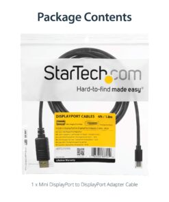 StarTech.com 6ft (2m) Mini DisplayPort to DisplayPort 1.2 Cable - 4K x 2K UHD Mini DisplayPort to DisplayPort Adapter Cable - Mini DP to DP Cable for Monitor - mDP to DP Converter Cord (MDP2DPMM6) 6 ft / 2 m Black Standard Packaging 13 81Yo4Qwm3L