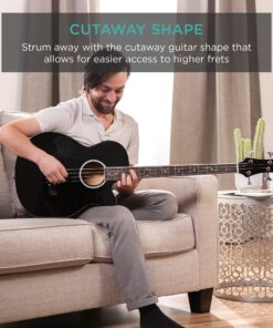 Best Choice Products Acoustic Electric Bass Guitar - Full Size, 4 String, Fretted Bass Guitar - Black 25 81YrrGhATsS