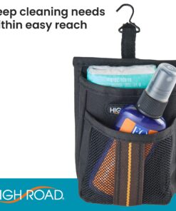 High Road Air Vent Mount Car Cell Phone Holder with Soft Lined Back Pocket and Front Mesh Storage Pocket Black 12 81YsJM3WTiL