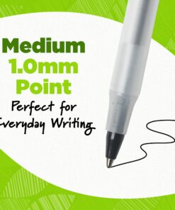 BIC Ecolutions Round Stic Ballpoint Pens, Medium Point (1.0mm), 50-Count Pack, Blue Ink Pens Made from 97% Recycled Plastic 50 Count (Pack of 1) 18 81YuLXsfwQL