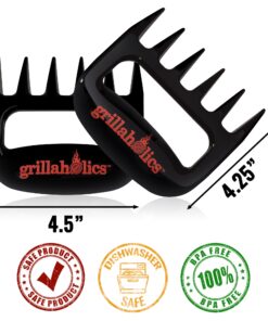 Grillaholics BBQ Meat Shredder Claws - Wolverine Style Ultra-Sharp Blades Quickly Lift Handle & Shred Meats - Best Dishwasher Safe Bear Claw Pulled Pork Meat Shredders in BBQ Grill Accessories (Black) Black 11 81YxUuXCSwL