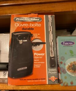 Proctor Silex Power Electric Automatic Can Opener for Kitchen with Knife Sharpener, Twist-off Easy-Clean Lever, Cord Storage, Black (75217PS) 7.9" x 4.8" x 5" 17 81YzT23P1bL