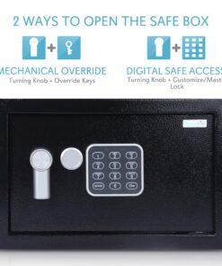 SereneLife Premium Steel Digital Safe Box - 9.1" x 6.7" x 6.7" | Secure Storage for Cash, Firearms, Jewelry & More | Great For Hotels, Cabinets & Home Use | Electronic & Mechanical Access - 2 Keys 22 81Z0jHA53mL