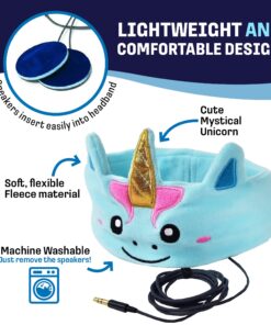 CozyPhones Kids Headphones, Headband Earphones for Children, Baby, & Toddlers 1-3. Stretchy & Comfy for Home, Plane & Car Travel Accessories - Mystic Unicorn Blue 22 81Z0uUWXppL