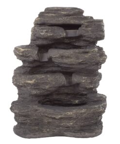 Alternative view of Outdoor Water Fountain With Cascading Waterfall, Natural Looking Stone and Soothing Sound for Decor on Lawn, Garden, and Patio By Pure Garden,Brown Cascading Stone