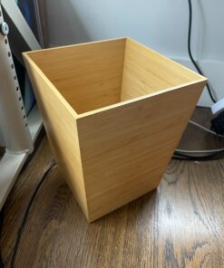 iDesign Formbu Wood Wastebasket, Small Square Trash Can for Bathroom, Bedroom, Dorm, College, Office, 8.5" x 8.5" x 10", Bamboo 8 81Z2NtqK4VL