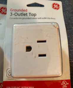 GE 3-Outlet Extender, Grounded Wall Tap, Adapter Spaced, 3-Prong, Multiple Plug, Power Splitter, Cruise Essentials, Use for Home Office School Dorm, UL Listed, White, 58368 1 Pack 3 Outlet | 3-Prong Cube 49 81Z56CQgLRL