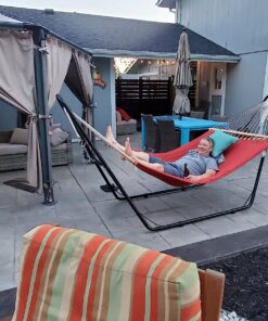 Sunnydaze Universal Heavy-Duty Steel Hammock Stand - 550-Pound Capacity - Fits Hammocks 9 to 14 Feet Long - Black 35 81Z5doTvkL