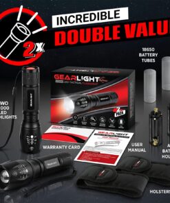 GearLight 2pack S1000 LED Flashlights High Lumens - Mini Flashlights for Camping, Hiking, Walking - Powerful Emergency Flashlights with 5 Modes for Outdoor Use - Bright Flashlight with Zoomable Beam 2 Pack 30 81Z7gCicfmL