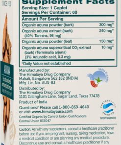Alternative view of Himalaya Organic Arjuna Herbal Supplement, Cardiovascular Support, Blood Pressure Maintenance, Heart Health, USDA Certified Organic, Non-GMO, Vegan, 700 mg, 60 Plant-Based Caplets, 60 Day Supply 1