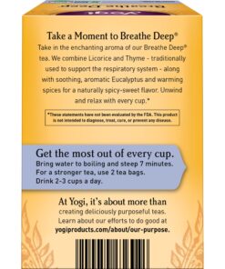 Alternative view of Yogi Tea - Breathe Deep (6 Pack) - Supports Respiratory Health with Eucalyptus, Thyme, and Mullein Leaves - Caffeine Free - 96 Organic Herbal Tea Bags