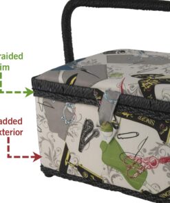 SINGER 07281 Vintage Sewing Basket with Sewing Kit Accessories, 10.5" long x 8" wide x 6" high. 40 81ZAuvL4y4L